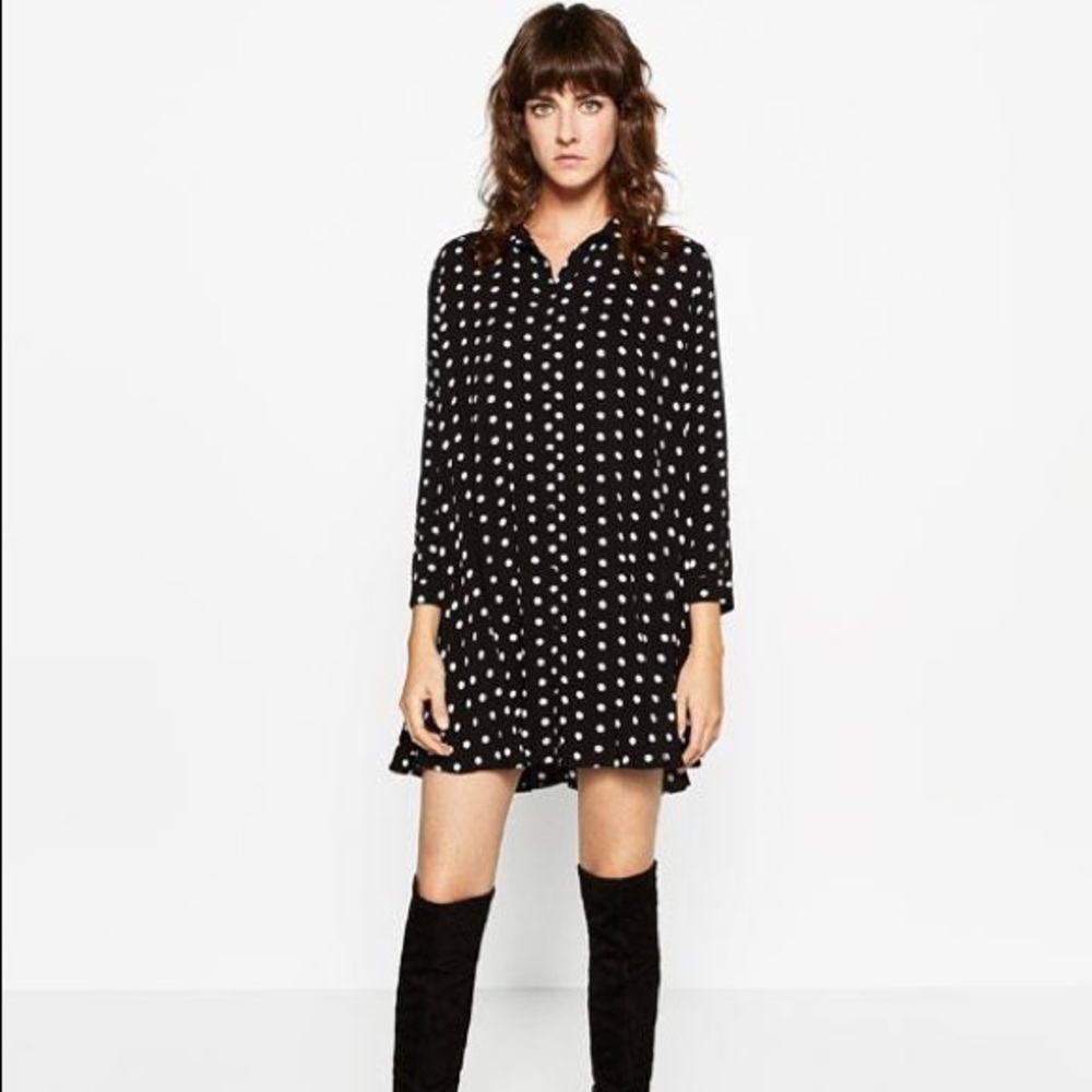 Zara Black and White Polka Dot Dress